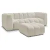 Image de Bobochic canapé droit fixe 3 places talia tissu bouclette avec pouf beige TALIA