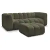 Image de Bobochic canapé droit fixe 3 places talia tissu bouclette avec pouf vert TALIA