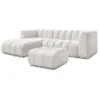 Image de Bobochic canapé d'angle fixe talia tissu bouclette avec pouf blanc angle gauche TALIA