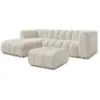 Image de Bobochic canapé d'angle fixe talia tissu bouclette avec pouf beige angle gauche TALIA
