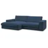 Image de Bobochic canapé d'angle fixe compact leonard velours côtelé bleu foncé angle gauche LEONARD