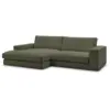 Image de Bobochic canapé d'angle fixe compact leonard velours côtelé vert clair angle gauche LEONARD