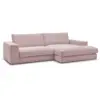 Image de Bobochic canapé d'angle fixe compact leonard velours côtelé violet angle droit LEONARD