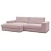 Image de Bobochic canapé d'angle fixe compact leonard velours côtelé violet angle gauche LEONARD