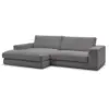 Image de Bobochic canapé d'angle fixe compact leonard velours côtelé gris foncé angle gauche LEONARD