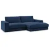 Image de Bobochic canapé d'angle fixe compact leonard tissu texturé bleu foncé angle droit LEONARD