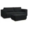 Image de Bobochic canapé droit fixe 3 places chelsea gros côtelé doux avec pouf noir CHELSEA