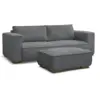 Image de Bobochic canapé droit fixe 3 places chelsea gros côtelé doux avec pouf gris foncé CHELSEA