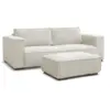 Image de Bobochic canapé droit fixe 3 places chelsea gros côtelé doux avec pouf beige CHELSEA