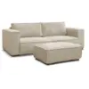 Image de Bobochic canapé droit fixe 3 places chelsea gros côtelé doux avec pouf taupe CHELSEA