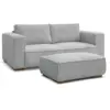 Image de Bobochic canapé droit fixe 2 places chelsea gros côtelé doux avec pouf gris clair CHELSEA