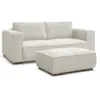 Image de Bobochic canapé droit fixe 2 places chelsea gros côtelé doux avec pouf beige CHELSEA