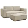 Image de Bobochic canapé droit fixe 2 places chelsea gros côtelé doux avec pouf taupe CHELSEA