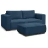 Image de Bobochic canapé droit fixe 2 places chelsea gros côtelé doux avec pouf bleu foncé CHELSEA