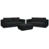 Image de Bobochic ensemble canapé droit fixe 3 + 2 places chelsea gros velours côtelé avec pouf noir CHELSEA