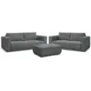 Image de Bobochic ensemble canapé droit fixe 3 + 2 places chelsea gros velours côtelé avec pouf gris foncé CHELSEA