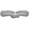 Image de Bobochic ensemble canapé droit fixe 3 + 2 places chelsea gros velours côtelé avec pouf gris clair CHELSEA