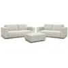 Image de Bobochic ensemble canapé droit fixe 3 + 2 places chelsea gros velours côtelé avec pouf beige CHELSEA