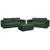 Image de Bobochic ensemble canapé droit fixe 3 + 2 places chelsea gros velours côtelé avec pouf vert CHELSEA