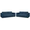 Image de Bobochic ensemble canapé droit fixe 3 + 2 places chelsea gros côtelé doux bleu foncé CHELSEA