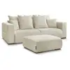 Image de Bobochic canapé droit fixe 3 places sidonie velours côtelé avec pouf beige SIDONIE