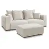 Image de Bobochic canapé droit fixe 3 places sidonie tissu chiné avec pouf beige SIDONIE