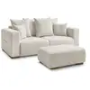 Image de Bobochic canapé droit fixe 2 places sidonie tissu chiné avec pouf beige SIDONIE