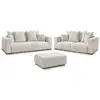 Image de Bobochic ensemble canapé droit fixe 3 + 2 places sidonie tissu chiné avec pouf beige SIDONIE
