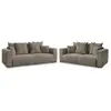 Image de Bobochic ensemble canapé droit fixe 3 + 2 places sidonie tissu chiné taupe SIDONIE