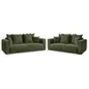 Image de Bobochic ensemble canapé droit fixe 3 + 2 places sidonie tissu chiné vert SIDONIE
