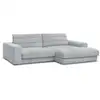 Image de Bobochic canapé d'angle fixe sierra tissu texturé gris clair angle droit SIERRA