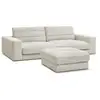 Image de Bobochic canapé droit fixe 3 places sierra tissu texturé avec pouf beige SIERRA