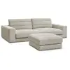 Image de Bobochic canapé droit fixe 3 places sierra tissu texturé avec pouf taupe SIERRA