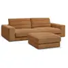 Image de Bobochic canapé droit fixe 3 places sierra tissu texturé avec pouf orange SIERRA
