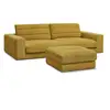 Image de Bobochic canapé droit fixe 3 places sierra tissu texturé avec pouf jaune SIERRA
