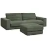 Image de Bobochic canapé droit fixe 3 places sierra tissu texturé avec pouf vert foncé SIERRA