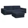 Image de Bobochic canapé droit fixe 3 places sierra tissu texturé avec pouf bleu foncé SIERRA