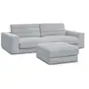 Image de Bobochic canapé droit fixe 3 places sierra tissu texturé avec pouf gris clair SIERRA