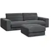 Image de Bobochic canapé droit fixe 3 places sierra tissu texturé avec pouf gris foncé SIERRA