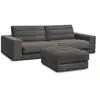 Image de Bobochic canapé droit fixe 3 places sierra velours avec pouf noir SIERRA