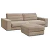 Image de Bobochic canapé droit fixe 3 places sierra velours avec pouf taupe SIERRA