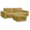 Image de Bobochic canapé droit fixe 3 places sierra velours avec pouf jaune SIERRA