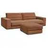 Image de Bobochic canapé droit fixe 3 places sierra velours avec pouf orange SIERRA