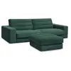 Image de Bobochic canapé droit fixe 3 places sierra velours avec pouf vert foncé SIERRA