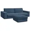 Image de Bobochic canapé droit fixe 3 places sierra velours avec pouf bleu foncé SIERRA