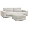 Image de Bobochic canapé droit fixe 3 places sierra velours avec pouf beige SIERRA