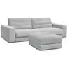 Image de Bobochic canapé droit fixe 3 places sierra velours avec pouf gris clair SIERRA
