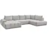 Image de Bobochic canapé panoramique convertible coffre everest tissu chiné gris clair angle gauche EVEREST