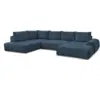 Image de Bobochic canapé panoramique convertible coffre everest tissu chiné bleu foncé angle droit EVEREST
