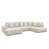 Image de Bobochic canapé panoramique convertible coffre everest tissu chiné blanc angle gauche EVEREST